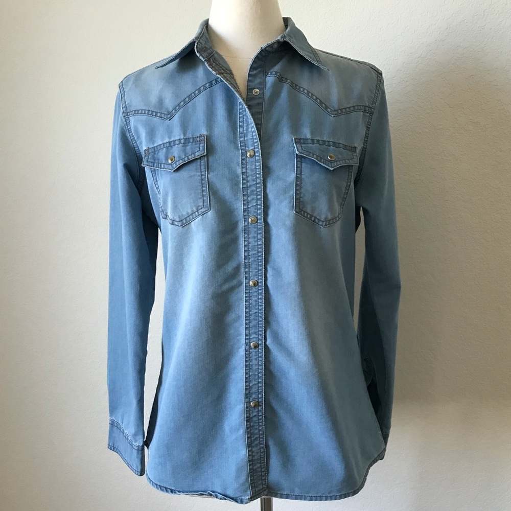 Wrangler Denim Pearl Snap Button Top